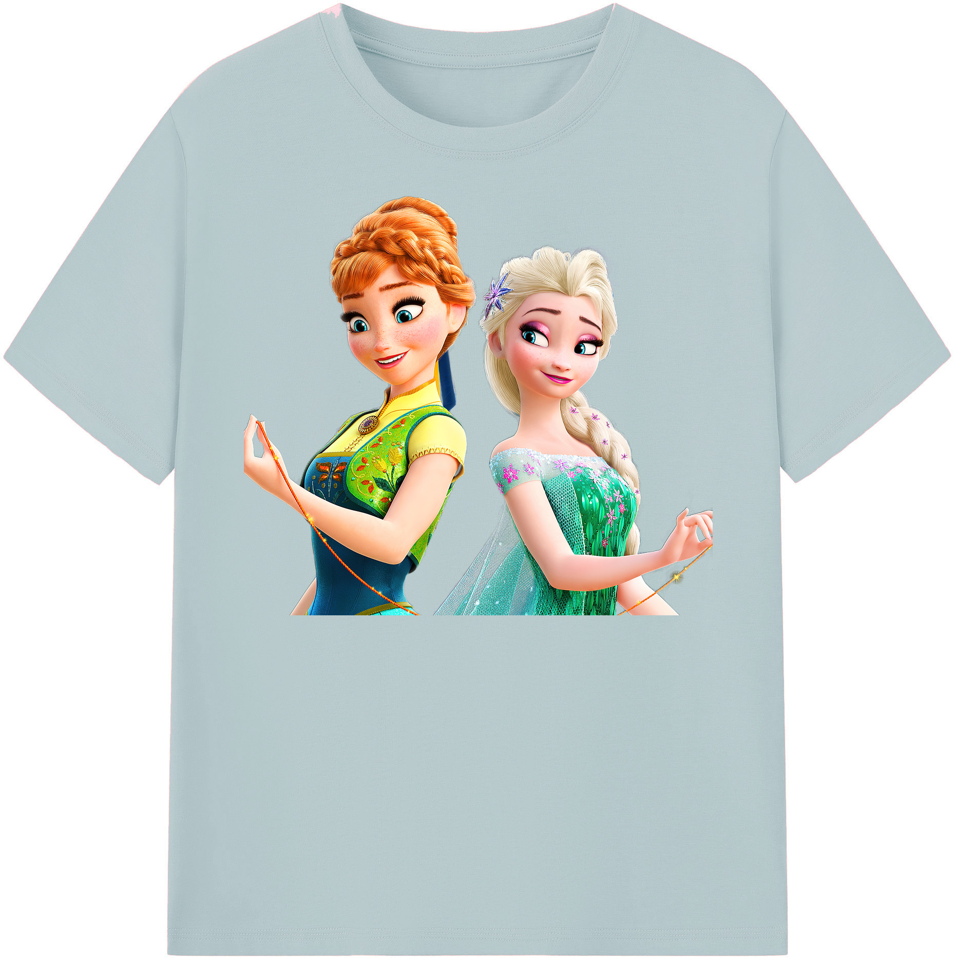 （画像用） アナと雪の女王 アンナ エルサ Frozen Anna Elsa 綿100％半袖Tシャツ（フロントプリント）